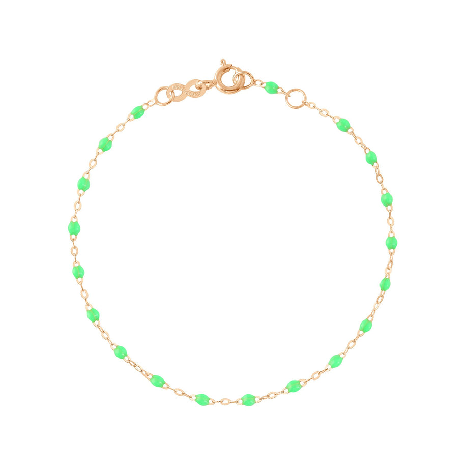 Gigi Clozeau - Bracelet vert fluo Classique Gigi, or rose, 17 cm