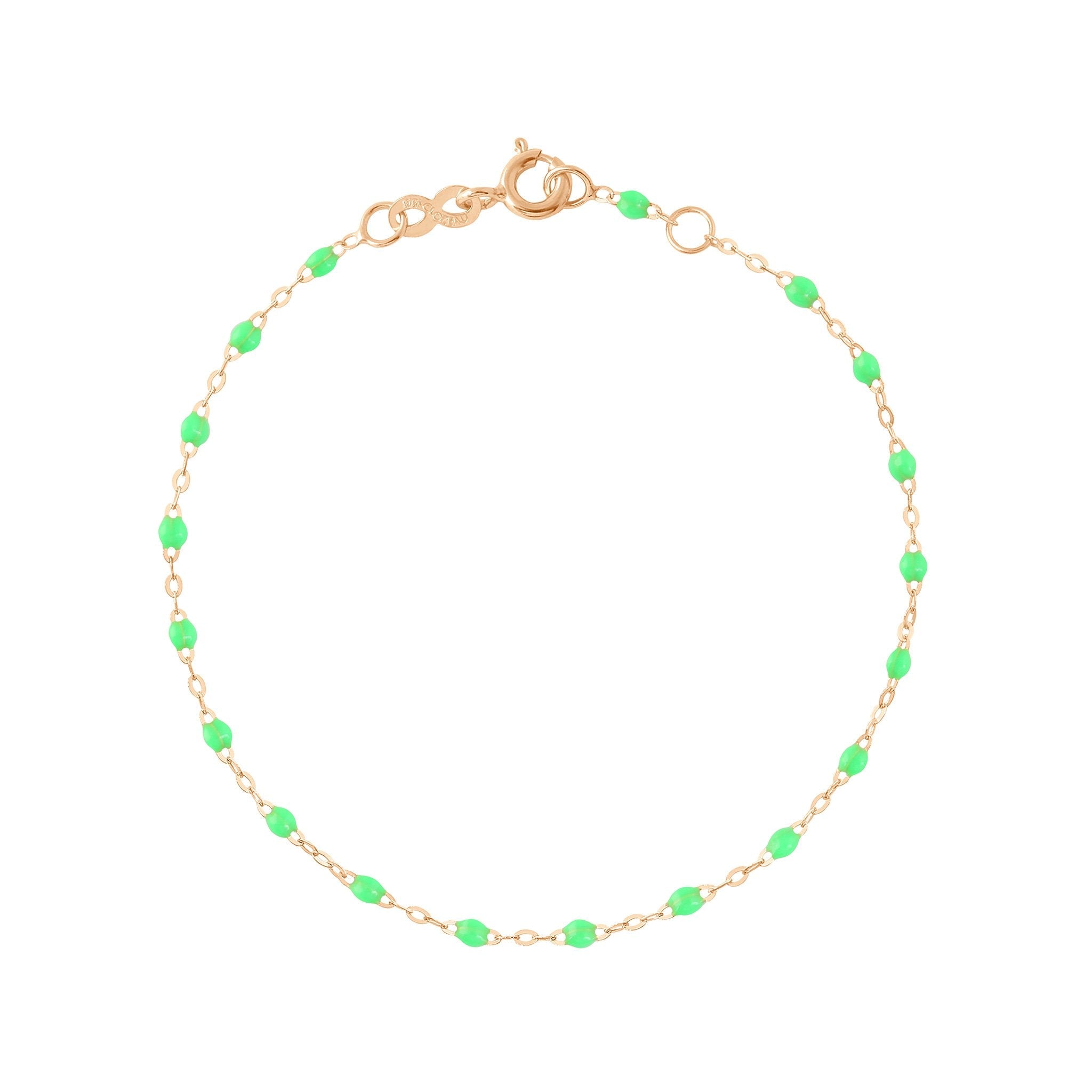 Gigi Clozeau - Bracelet vert fluo Classique Gigi, or rose, 19 cm