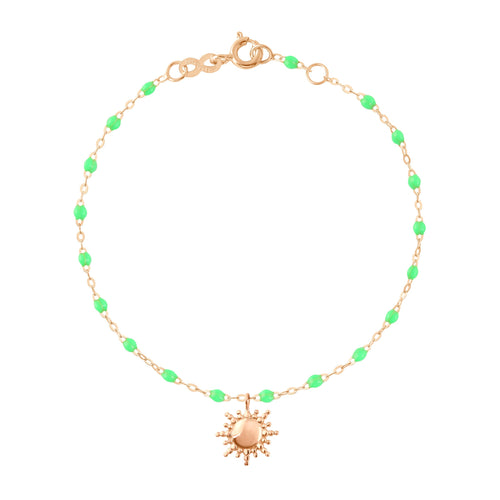 Gigi Clozeau - Bracelet vert fluo Soleil, or rose, 17 cm