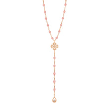 Gigi Clozeau - Chapelet blush Lucky Trèfle, diamants, or rose, 45 cm