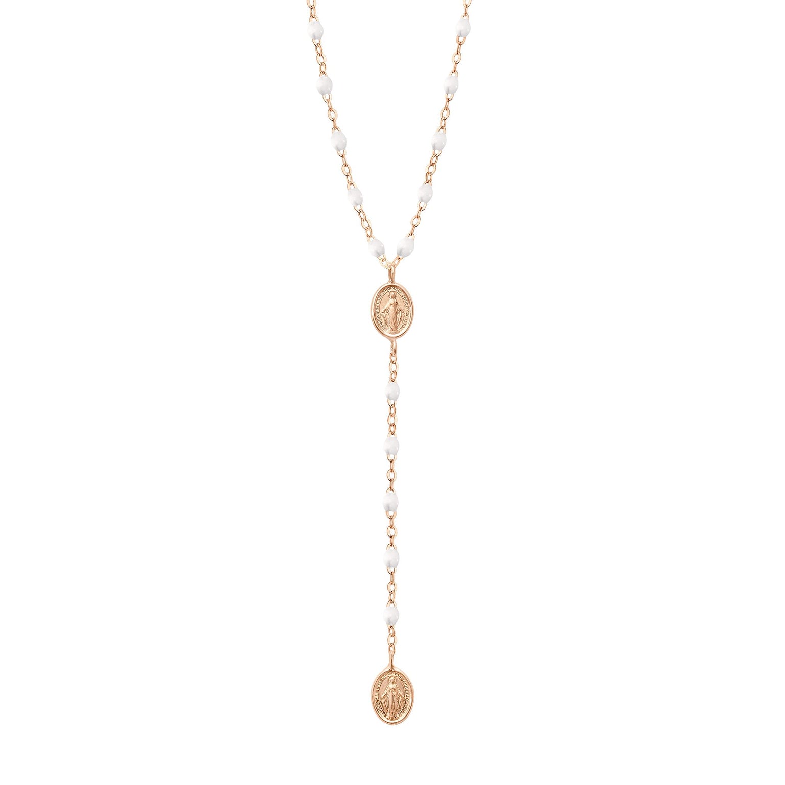 Gigi Clozeau - Chapelet Madone blanc, or rose, 42 cm