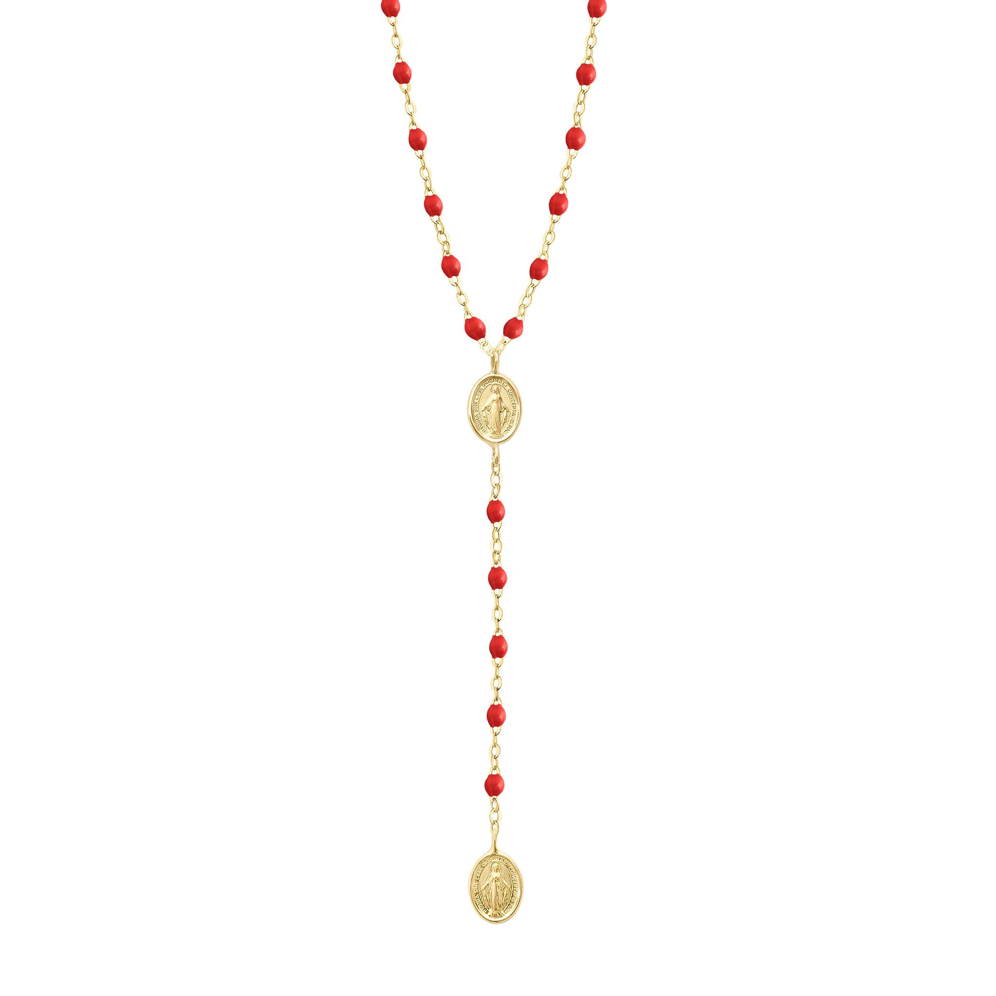 Gigi Clozeau - Chapelet Madone coquelicot, or jaune, 42 cm