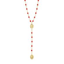 Gigi Clozeau - Chapelet Madone coquelicot, or jaune, 42 cm