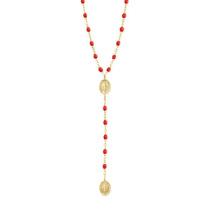 Gigi Clozeau - Chapelet Madone coquelicot, or jaune, 42 cm