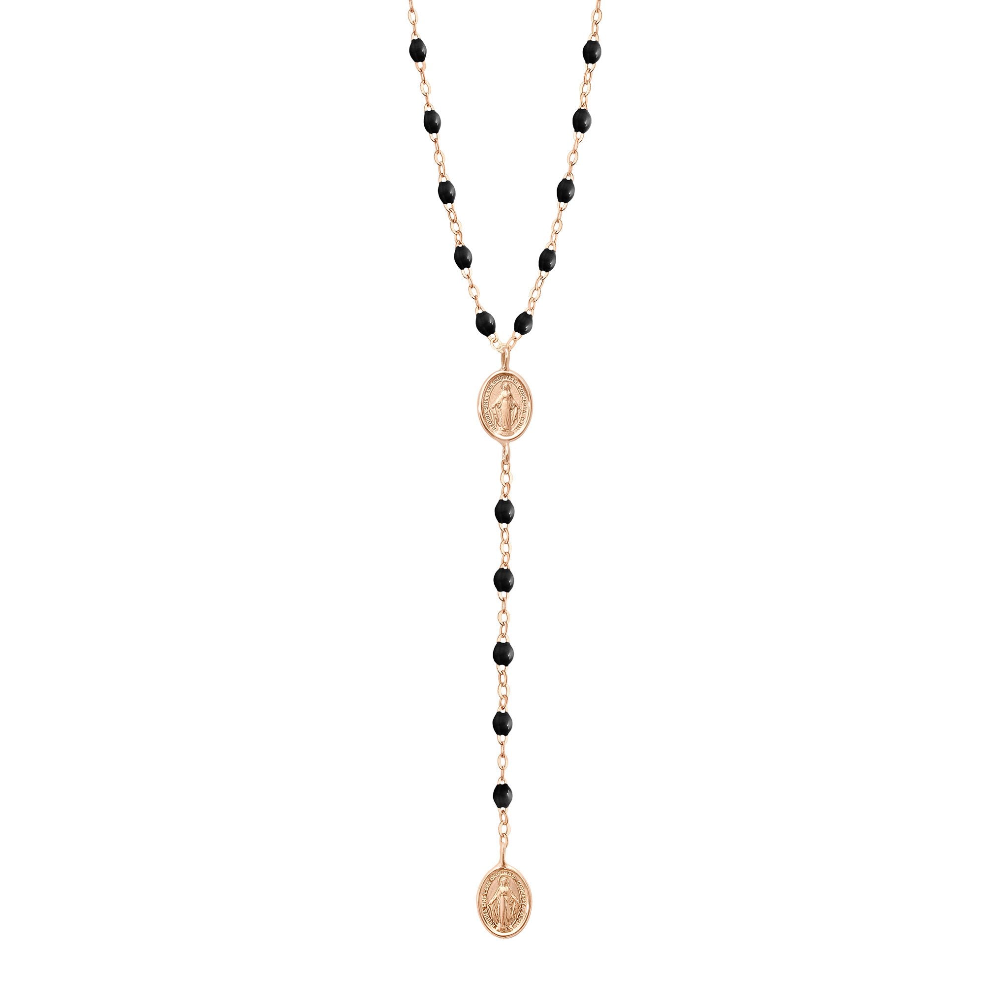 Madone Charm Classic Gigi Black rosary, Rose Gold, 42 cm – Gigi