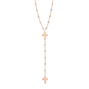 Gigi Clozeau - Chapelet sparkle Croix, or rose, 42 cm