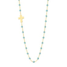 Gigi Clozeau - Collier aqua Croix de côté, or jaune, 42 cm