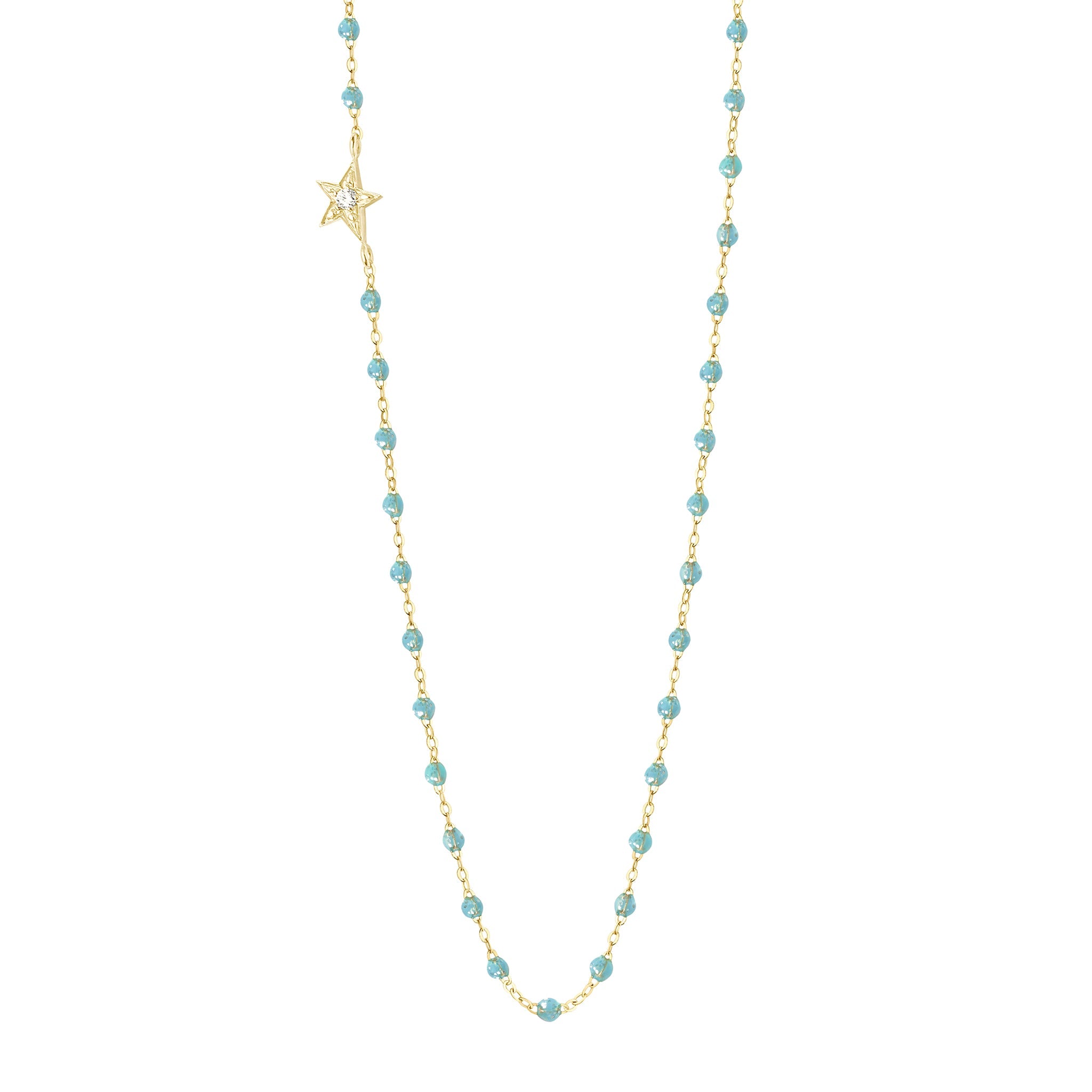 Gigi Clozeau - Collier aqua Etoile, diamant, or jaune, 42 cm