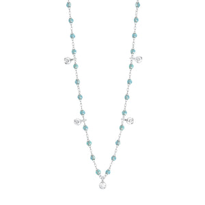 Gigi Clozeau - Collier aqua Gigi Suprême, or blanc, 5 diamants, 45 cm