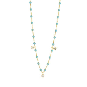 Gigi Clozeau - Collier aqua Gigi Suprême, or jaune, 3 diamants, 45 cm