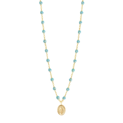Gigi Clozeau - Collier aqua Madone, or jaune, 42 cm