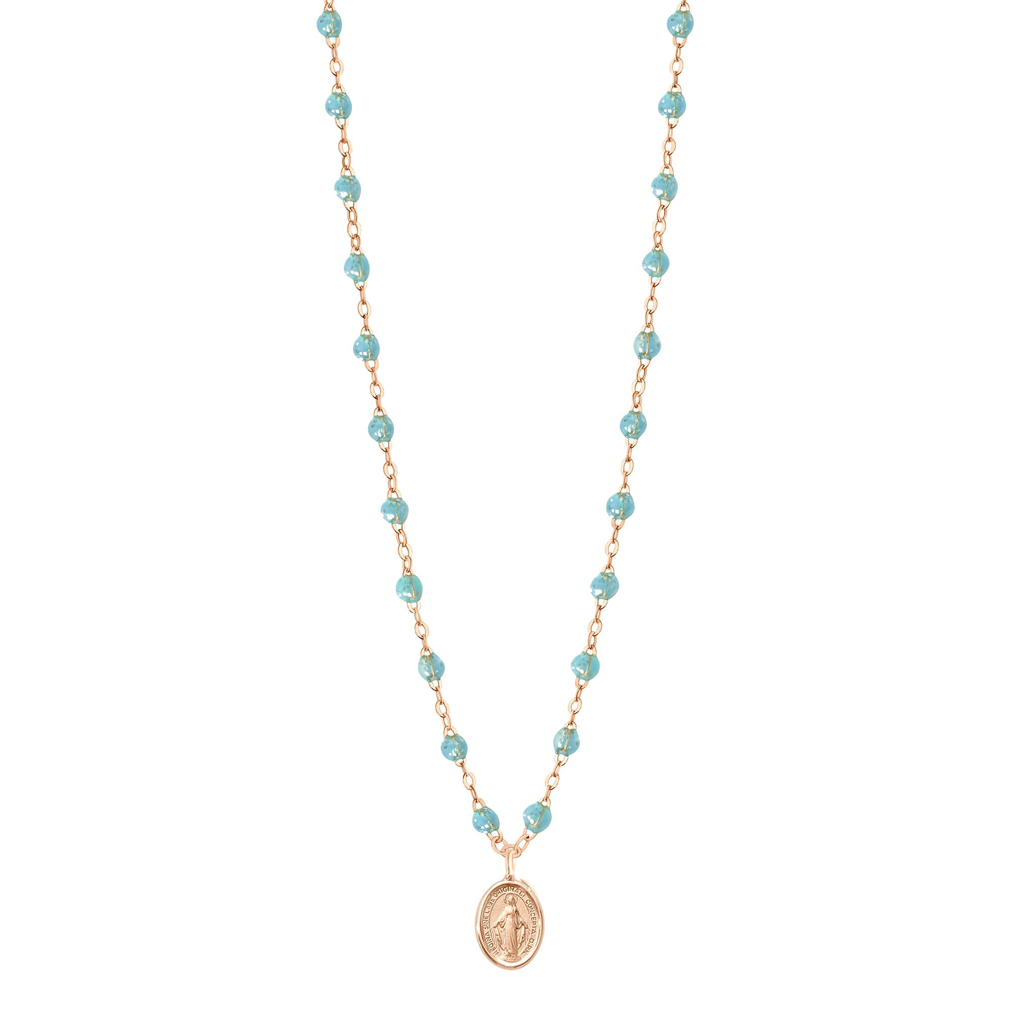 Gigi Clozeau - Collier aqua Madone, or rose, 42 cm