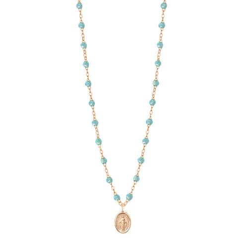 Gigi Clozeau - Collier aqua Madone, or rose, 42 cm