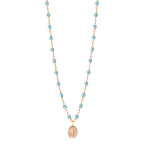 Gigi Clozeau - Collier aqua Madone, or rose, 42 cm