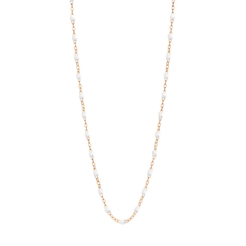 Gigi Clozeau - Collier blanc Classique Gigi, or rose, 45 cm