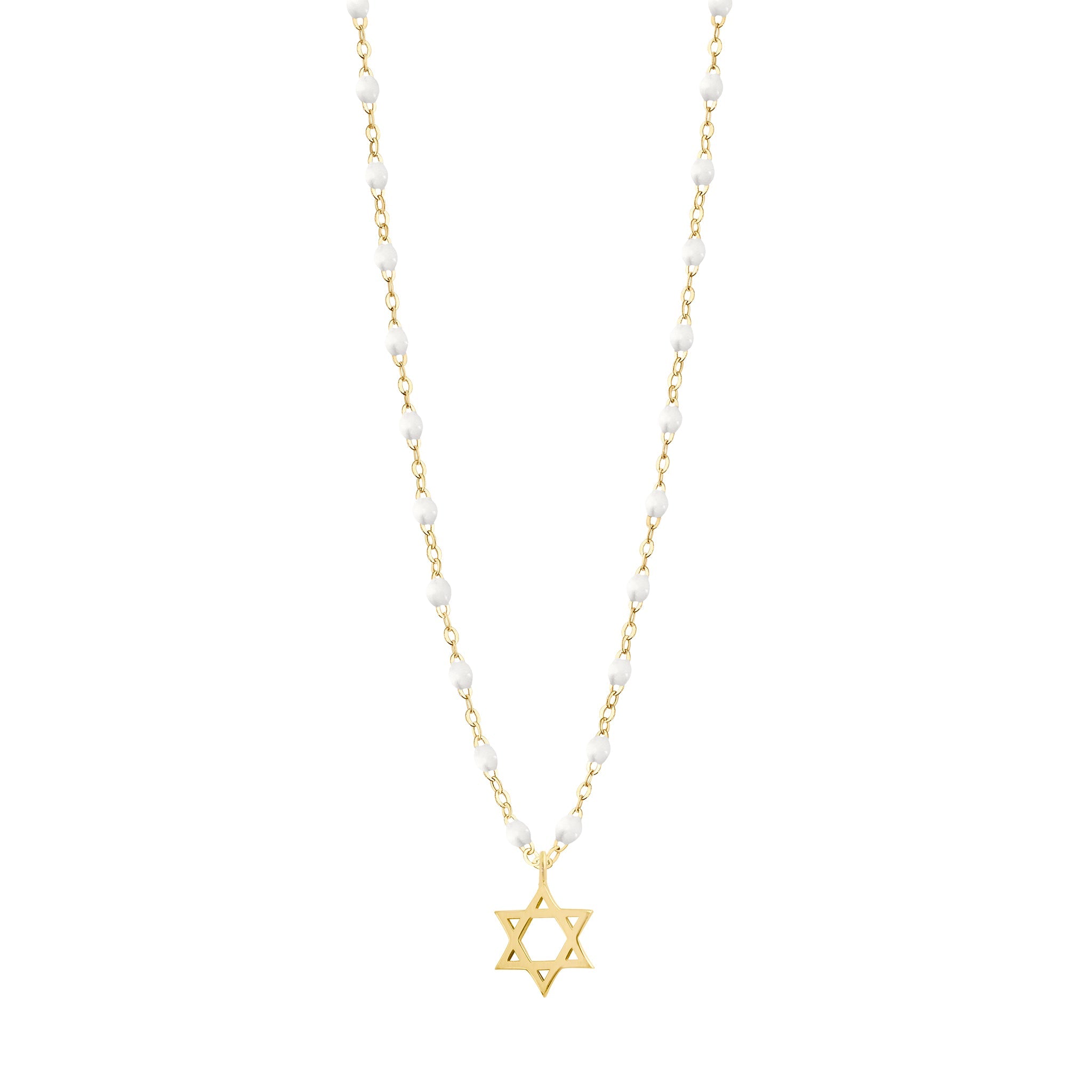 Gigi Clozeau - Collier blanc Etoile de David, or jaune, 42 cm