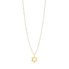 Gigi Clozeau - Collier blanc Etoile de David, or jaune, 42 cm