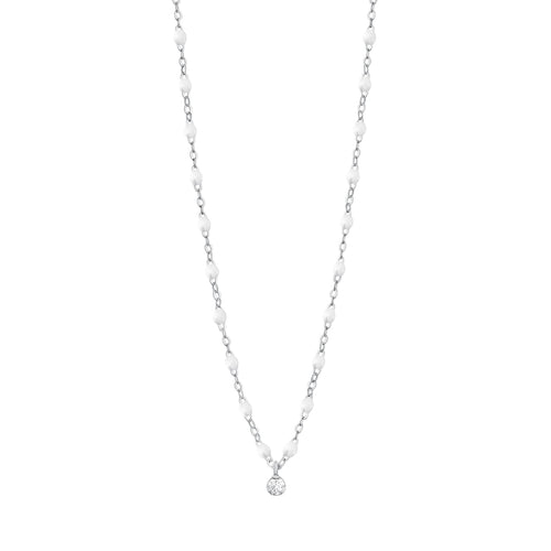Gigi Clozeau - Collier blanc Gigi Suprême, or blanc, 1 diamant, 42 cm