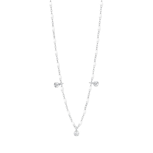 Gigi Clozeau - Collier blanc Gigi Suprême, or blanc, 3 diamants, 45 cm