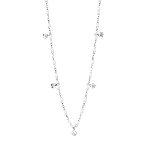 Gigi Clozeau - Collier blanc Gigi Suprême, or blanc, 5 diamants, 45 cm
