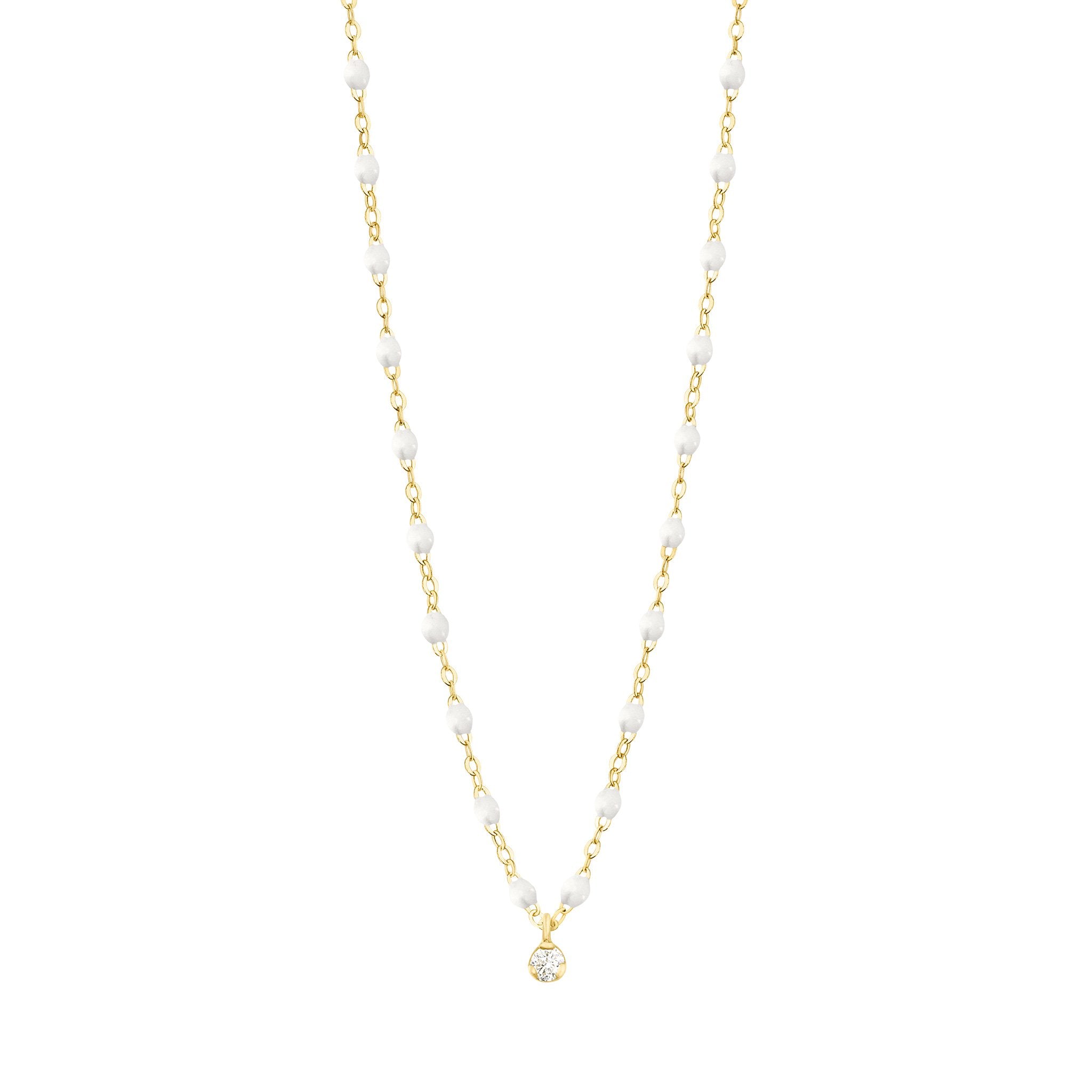 Gigi Clozeau - Collier blanc Gigi Suprême, or jaune, 1 diamant, 42 cm