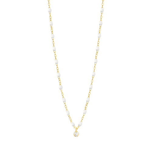 Gigi Clozeau - Collier blanc Gigi Suprême, or jaune, 1 diamant, 42 cm