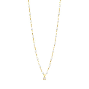Gigi Clozeau - Collier blanc Gigi Suprême, or jaune, 1 diamant, 42 cm