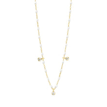 Gigi Clozeau - Collier blanc Gigi Suprême, or jaune, 3 diamants, 45 cm