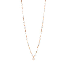 Gigi Clozeau - Collier blanc Gigi Suprême, or rose, 1 diamant, 42 cm