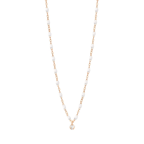 Gigi Clozeau - Collier blanc Gigi Suprême, or rose, 1 diamant, 42 cm