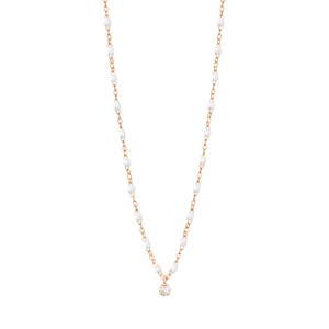 Gigi Clozeau - Collier blanc Gigi Suprême, or rose, 1 diamant, 42 cm