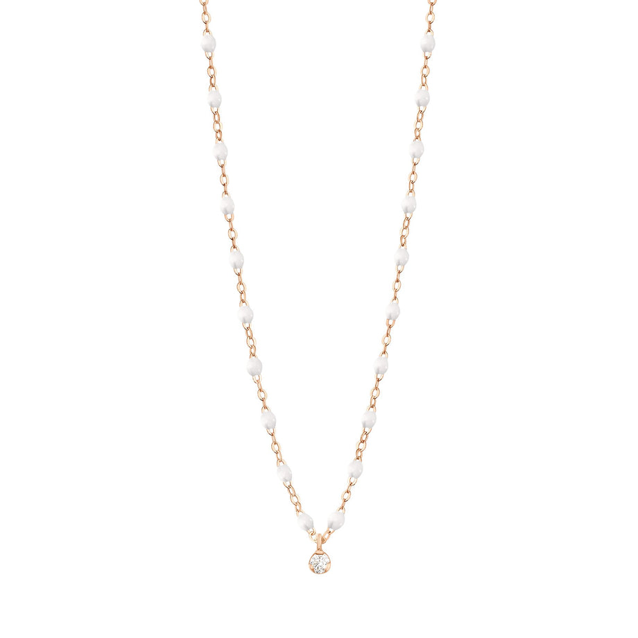 Gigi Clozeau - Collier blanc Gigi Suprême, or rose, 1 diamant, 42 cm