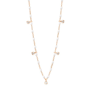 Gigi Clozeau - Collier blanc Gigi Suprême, or rose, 5 diamants, 45 cm