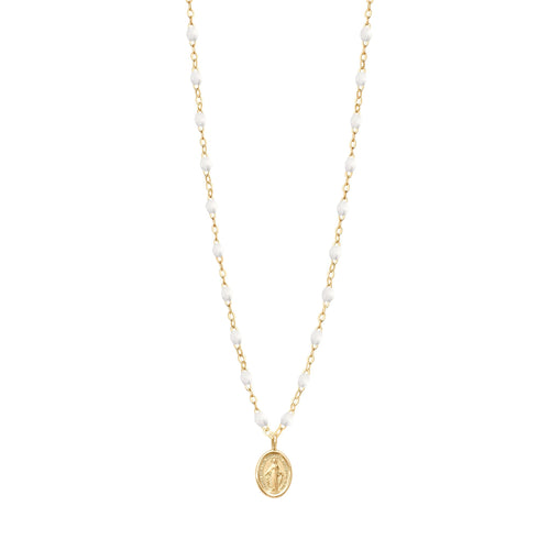Gigi Clozeau - Collier blanc Madone, or jaune, 42 cm