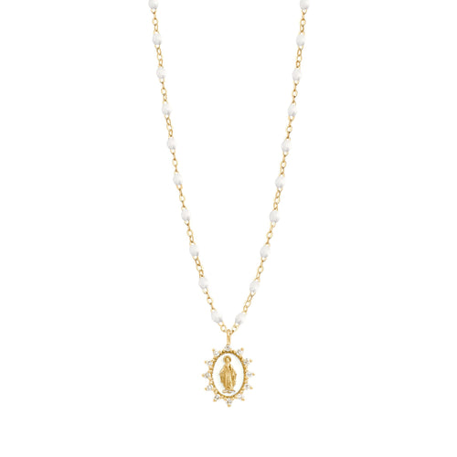 Gigi Clozeau - Collier blanc Petite Madone Suprême diamants, or jaune, 42 cm