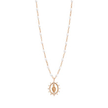 Gigi Clozeau - Collier blanc Petite Madone Suprême diamants, or rose, 42 cm