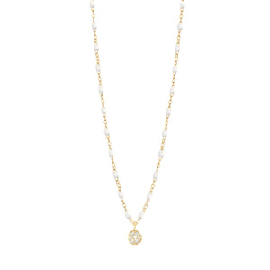 Gigi Clozeau - Collier blanc Puce diamants, or jaune, 42 cm