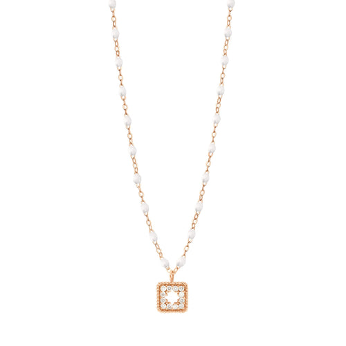Gigi Clozeau - Collier blanc Trésor, diamants, or rose, 42 cm