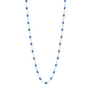 Gigi Clozeau - Collier bleu fluo Classique Gigi, or blanc, 42 cm