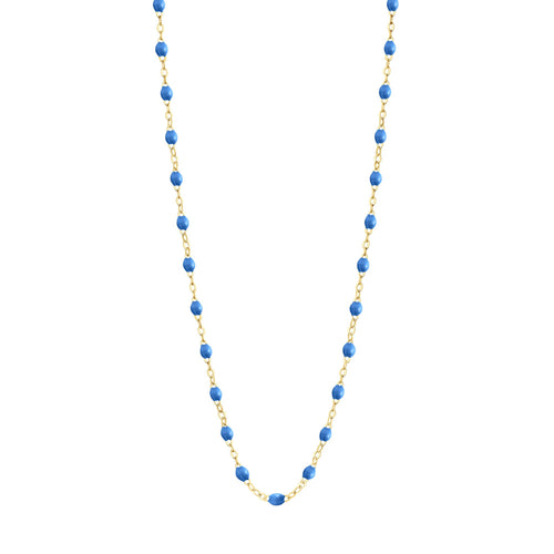 Gigi Clozeau - Collier bleu fluo Classique Gigi, or jaune, 42 cm