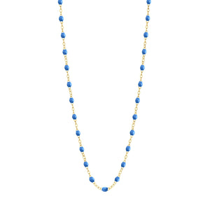 Gigi Clozeau - Collier bleu fluo Classique Gigi, or jaune, 50 cm