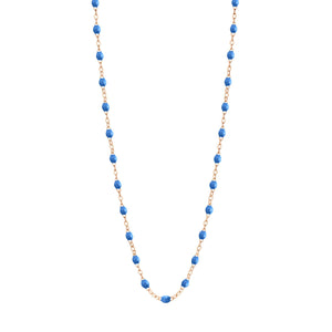 Gigi Clozeau - Collier bleu fluo Classique Gigi, or rose, 42 cm