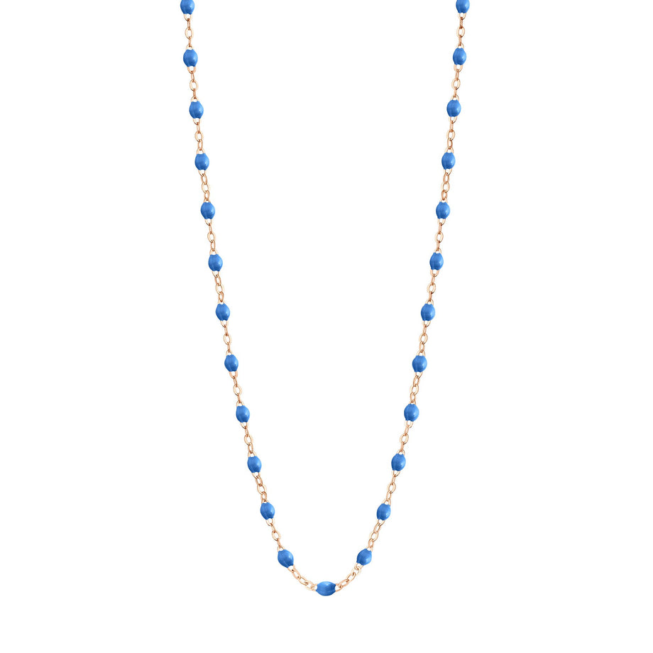 Gigi Clozeau - Collier bleu fluo Classique Gigi, or rose, 42 cm