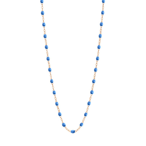 Gigi Clozeau - Collier bleu fluo Classique Gigi, or rose, 45 cm