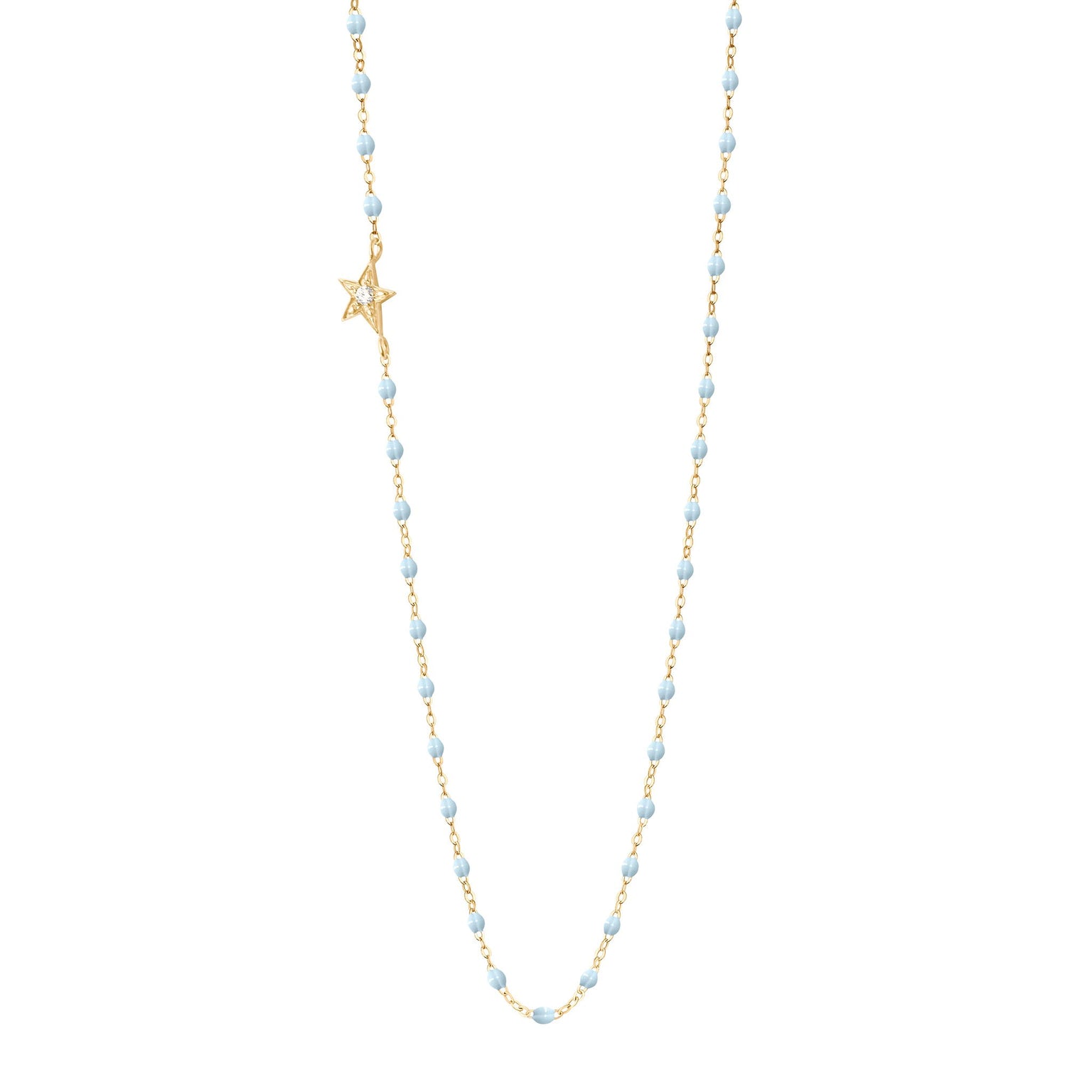 Gigi Clozeau - Collier bleu layette Etoile, diamant, or jaune, 42 cm
