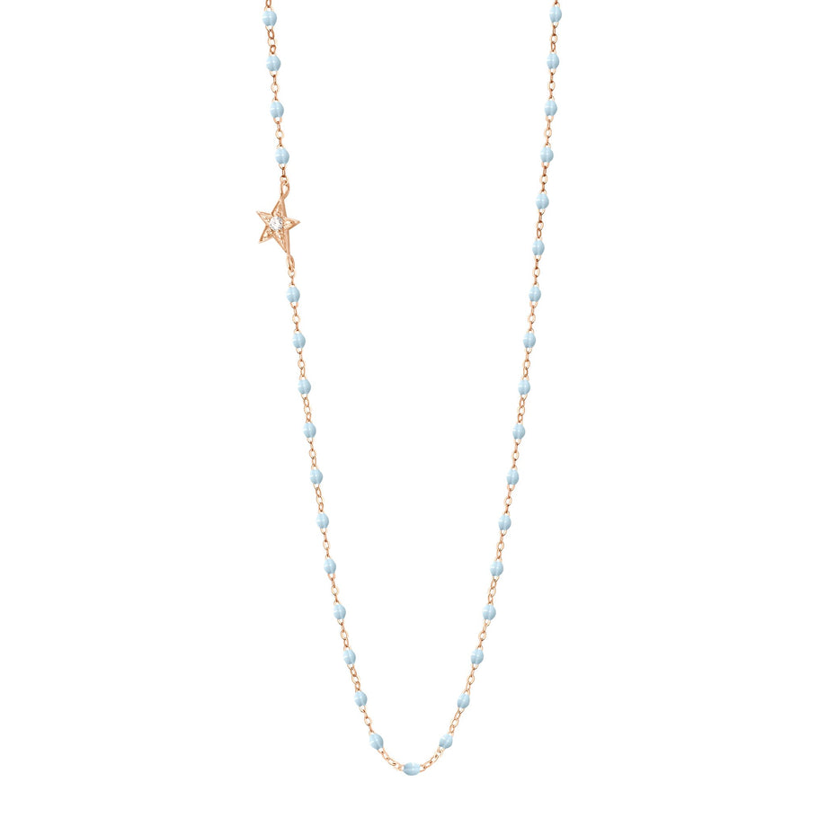 Gigi Clozeau - Collier bleu layette Etoile, diamant, or rose, 42 cm