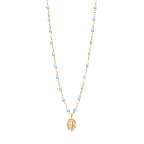 Gigi Clozeau - Collier bleu layette Madone, or jaune, 42 cm