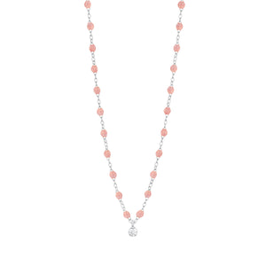 Gigi Clozeau - Collier blush Gigi Suprême, or blanc, 1 diamant, 42 cm