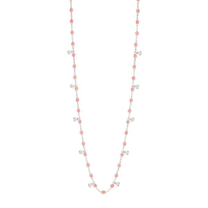 Gigi Clozeau - Collier blush Gigi Suprême, or blanc, 10 diamants, 60 cm