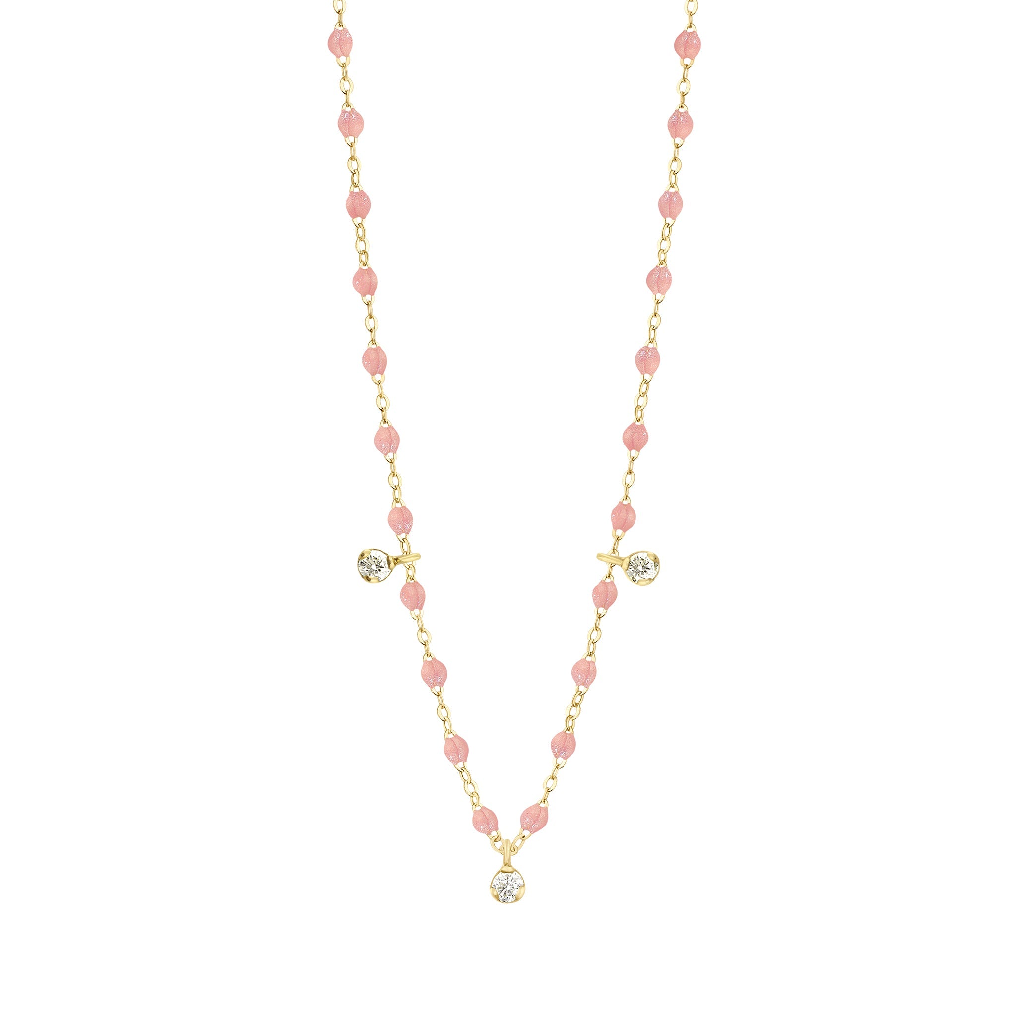 Gigi Clozeau - Collier blush Gigi Suprême, or jaune, 3 diamants, 45 cm